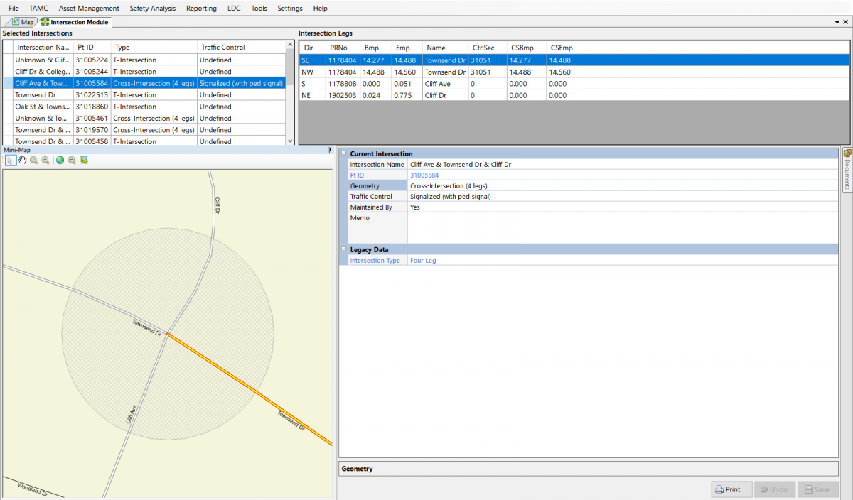 The Intersection Module helps you manage details about your intersections and the crashes that occur there